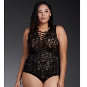 Torrid Lace up Front Lace Bodysuit